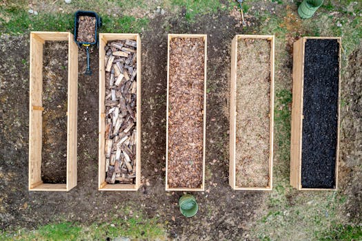 Compost bin with layers of scraps