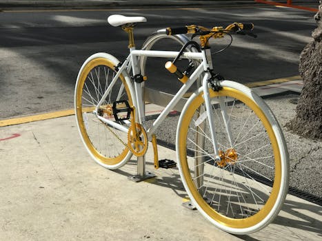 bicycle parked in city
